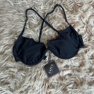 Black Underwire Scalloped Bikini Top & Strappy Bikini Bottom